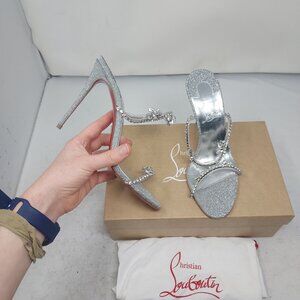 Christian Louboutin Silver Just Queen Crystal Bridal Wedding Heel Sandal